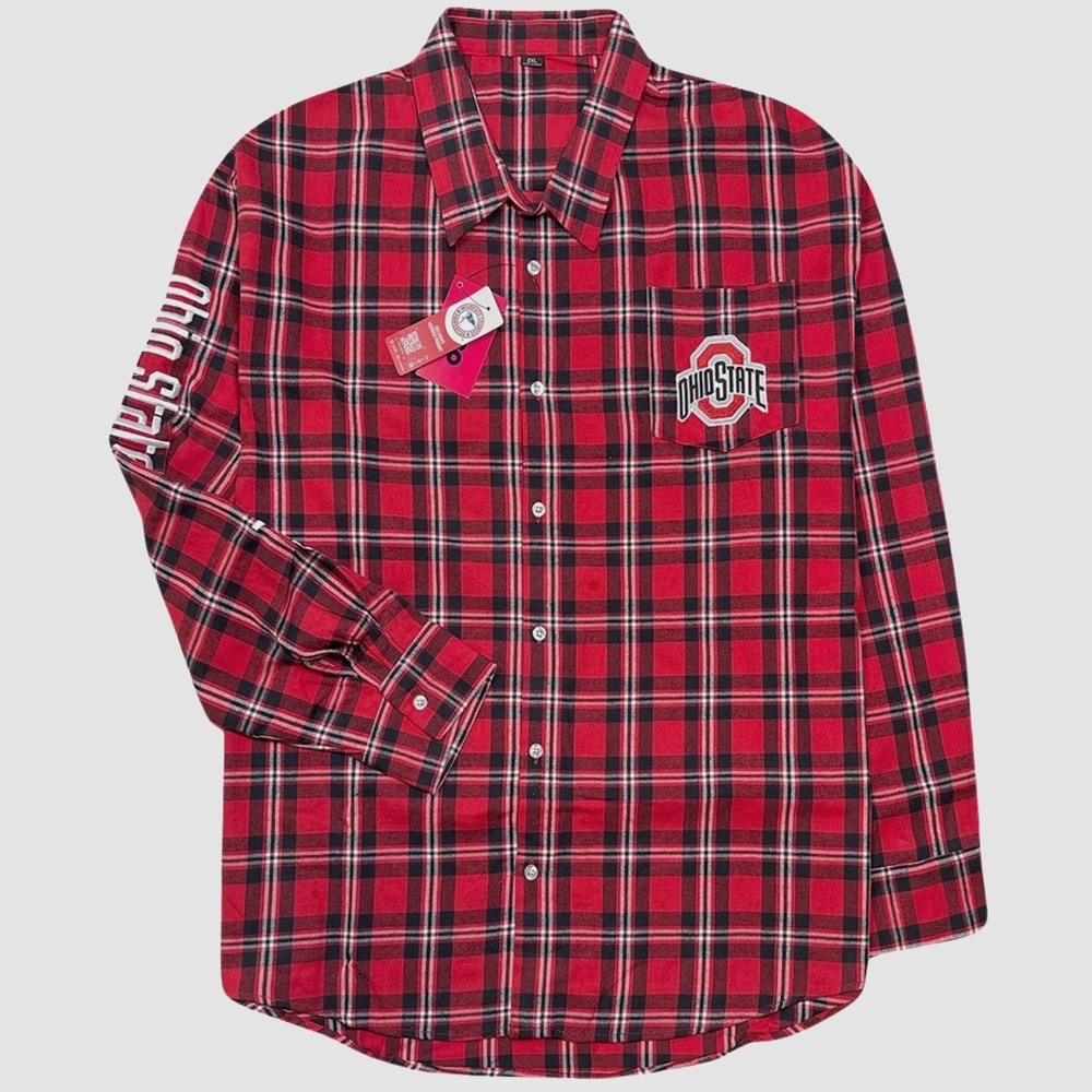 Ohio State Buckeyes / FOCO / Flannel Shirt - NWT Mens Size 2XL Multi - #47583-H9